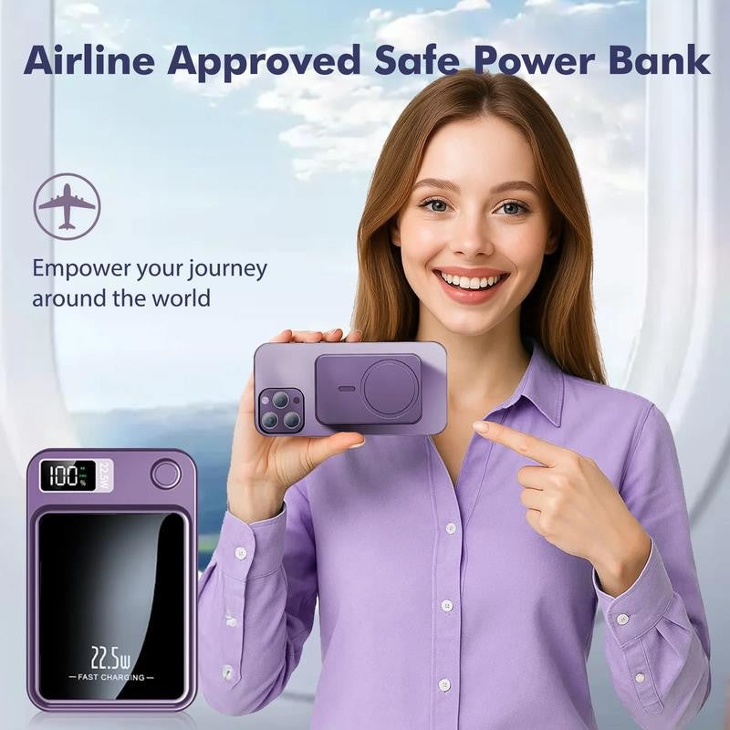 Wireless Power Bank, 10000Mah Fast Charging, with LED Power Display, 2 in 1 Port