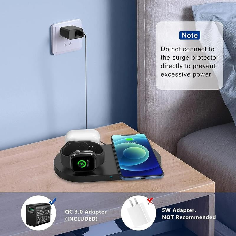 Wireless Charger,3 in 1 Wireless Charger for ,Fast Charging Station for Multiple