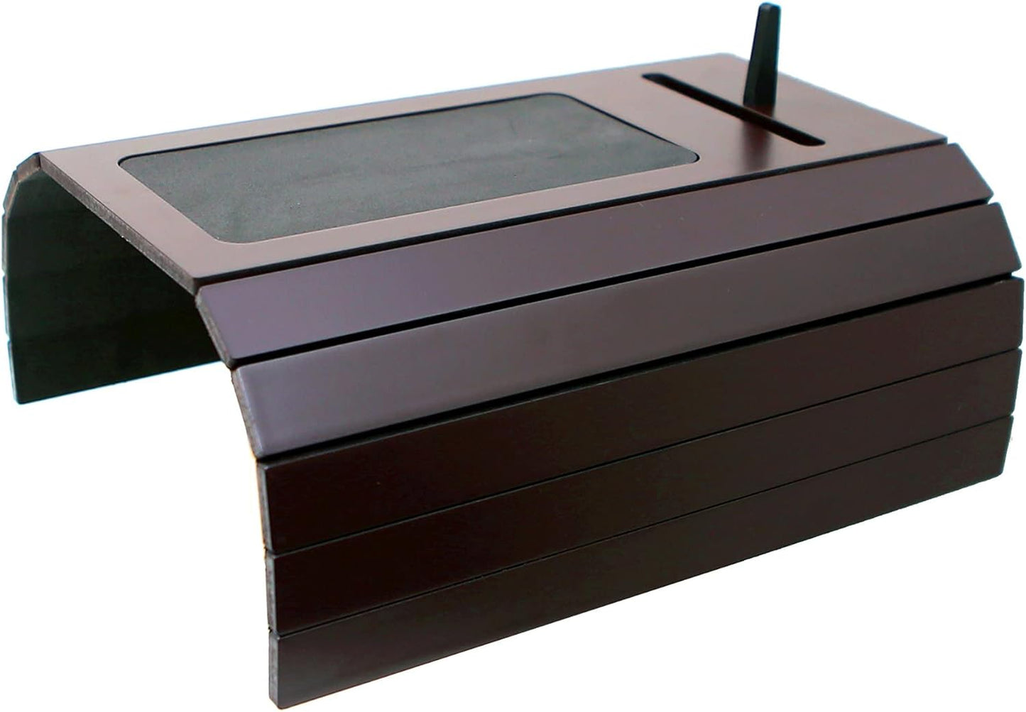 Sofa Tray Table Wth EVA Base and Cellphone Holder. Fits over Square Chair Arms. (Tobacco/Dark Brown)