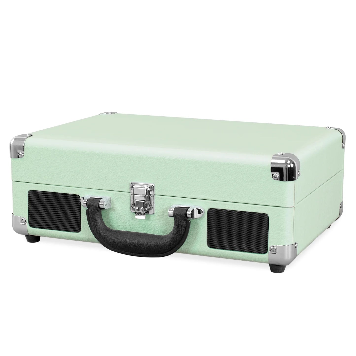 Vintage 3-Speed Bluetooth Suitcase Turntable with Speakers, Mint (2019 Model)