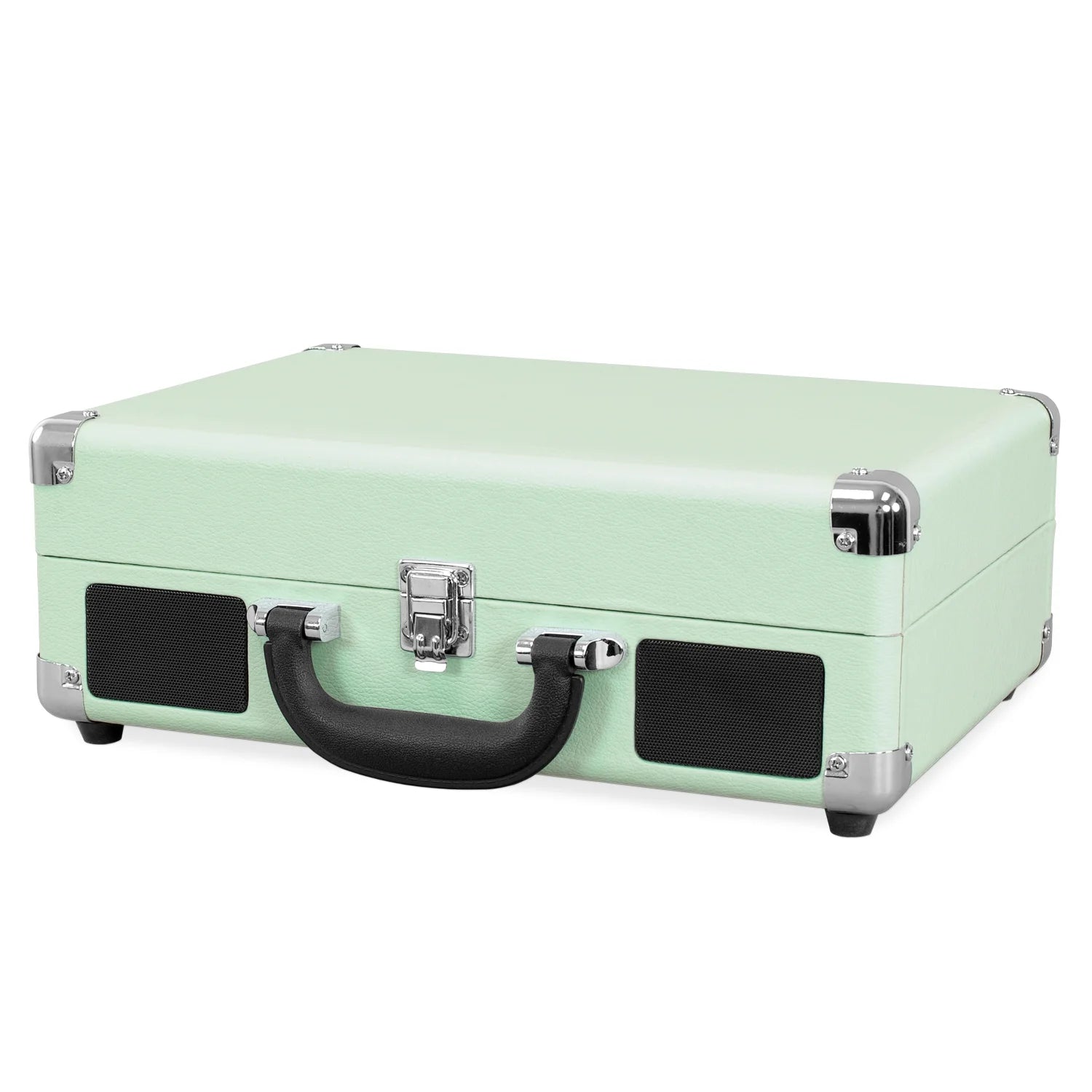Vintage 3-Speed Bluetooth Suitcase Turntable with Speakers, Mint (2019 Model)