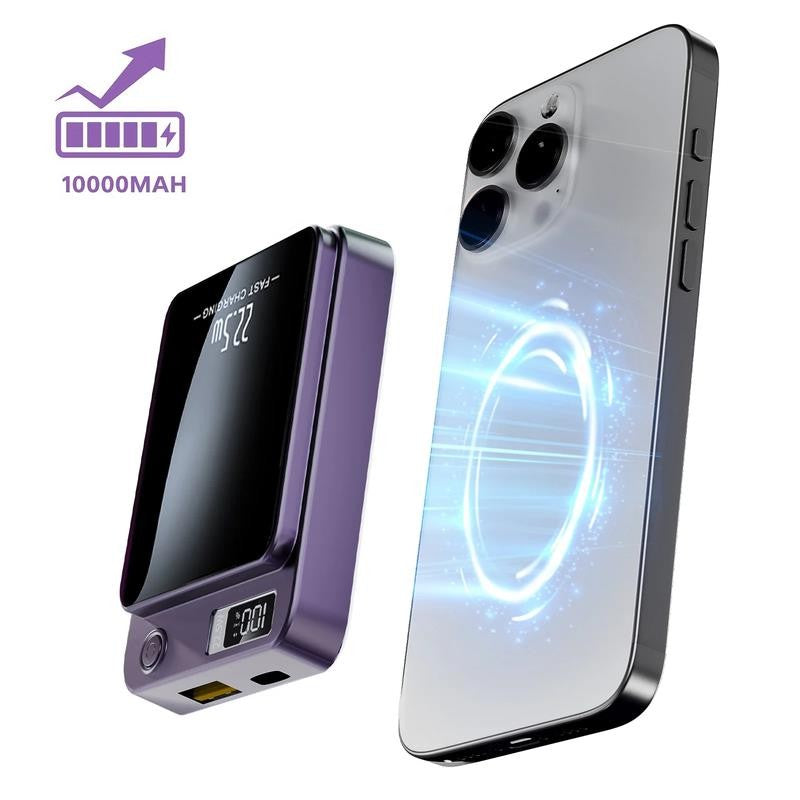 Wireless Power Bank, 10000Mah Fast Charging, with LED Power Display, 2 in 1 Port