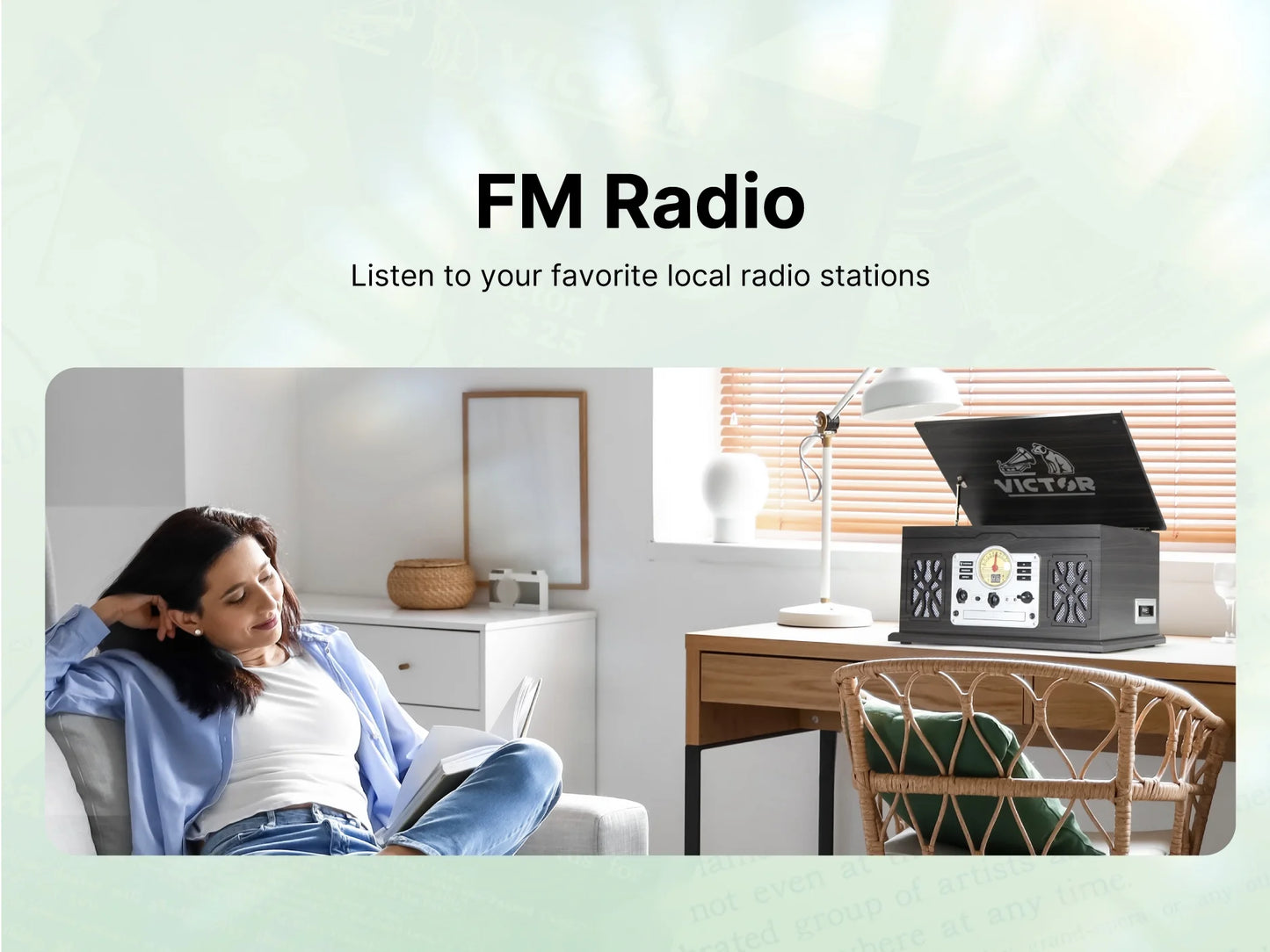 State 7-In-1 Turntable Music Center with 3-Speed Record Player, Cd/Mp3/Cassette Player, FM Radio, Dual Bluetooth in & Out, and Built-In Stereo Speakers, Mahogany (VWRP-3800-MH)