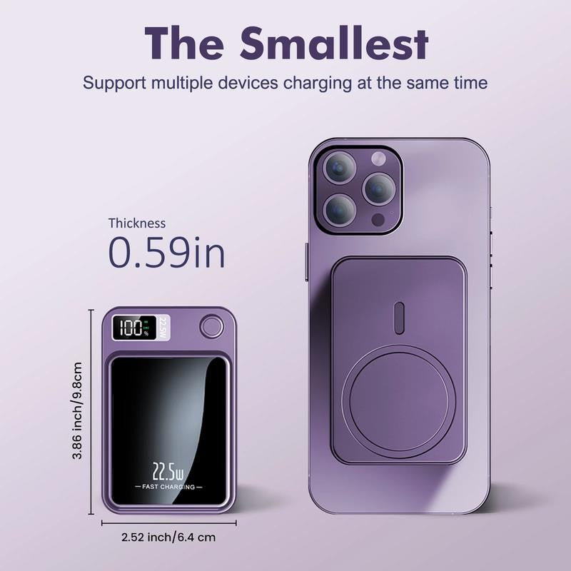 Wireless Power Bank, 10000Mah Fast Charging, with LED Power Display, 2 in 1 Port