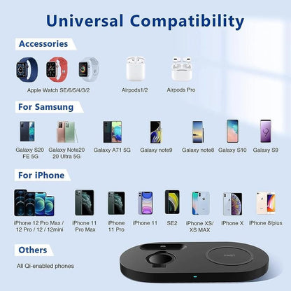 Wireless Charger,3 in 1 Wireless Charger for ,Fast Charging Station for Multiple