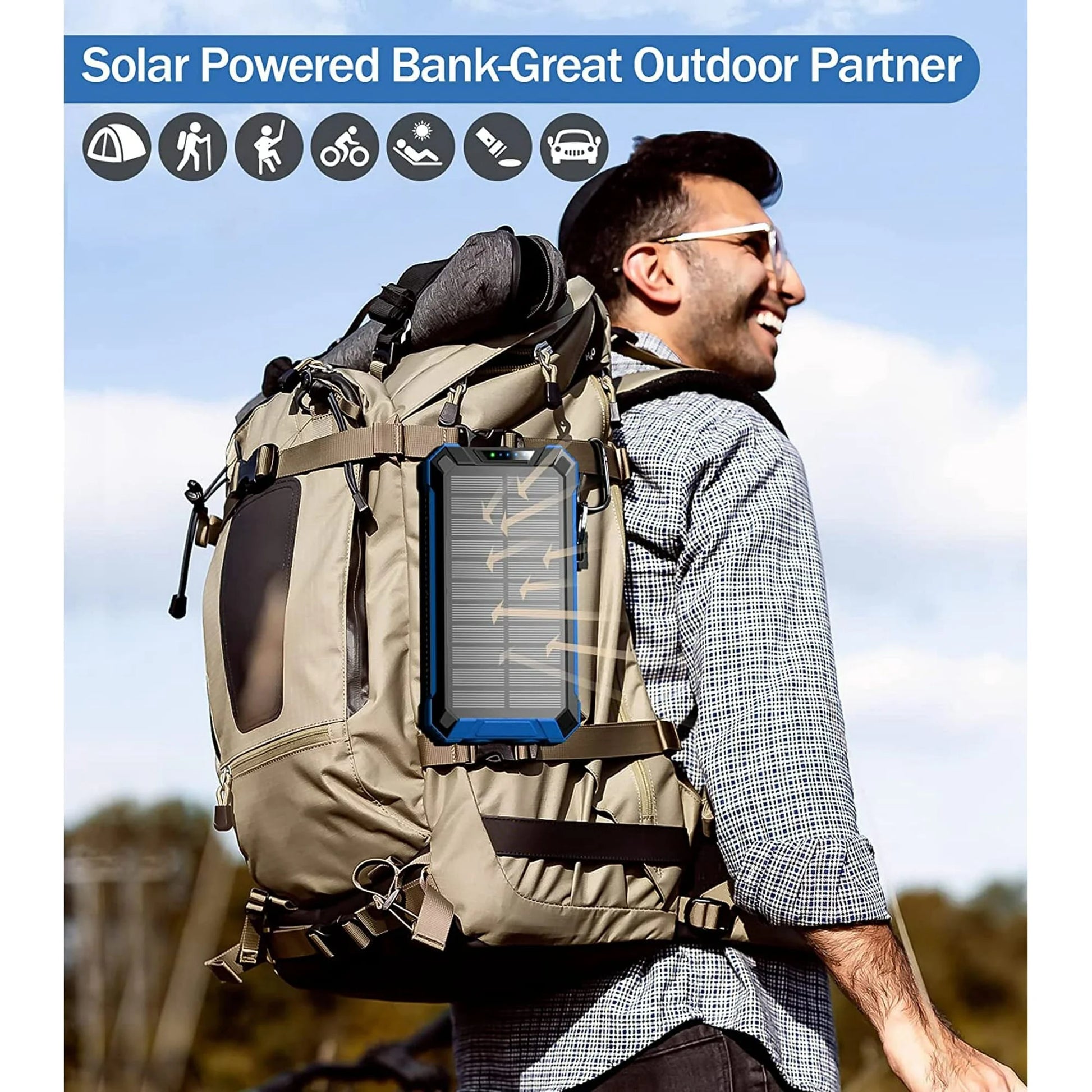 36000Mah Solar Power Bank 15W Fast Charging with Cables & Wireless Charger, Solar Charger Compatible for Iphone & Android Phone